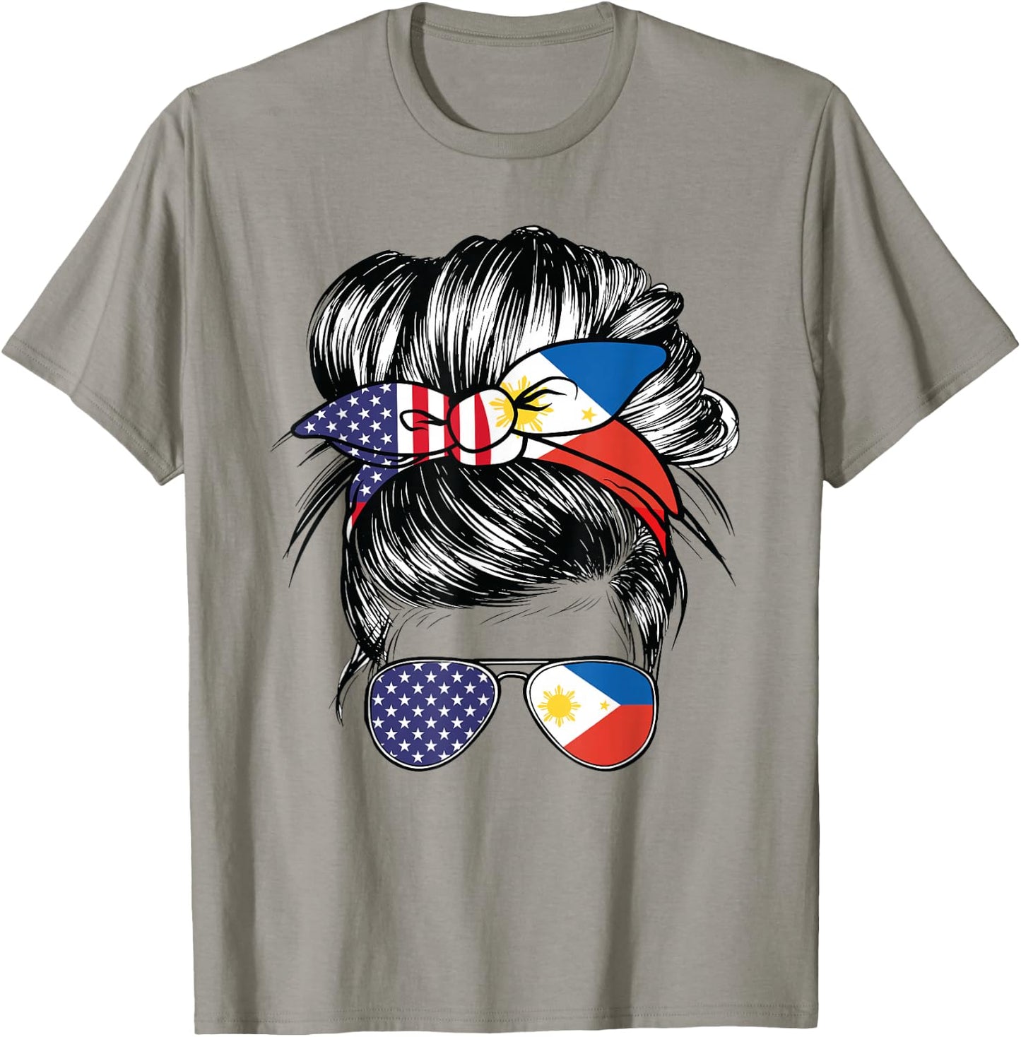 Philippines Flag American Women Girl USA Heritage Filipino T-Shirt - T-Shirt | Sand