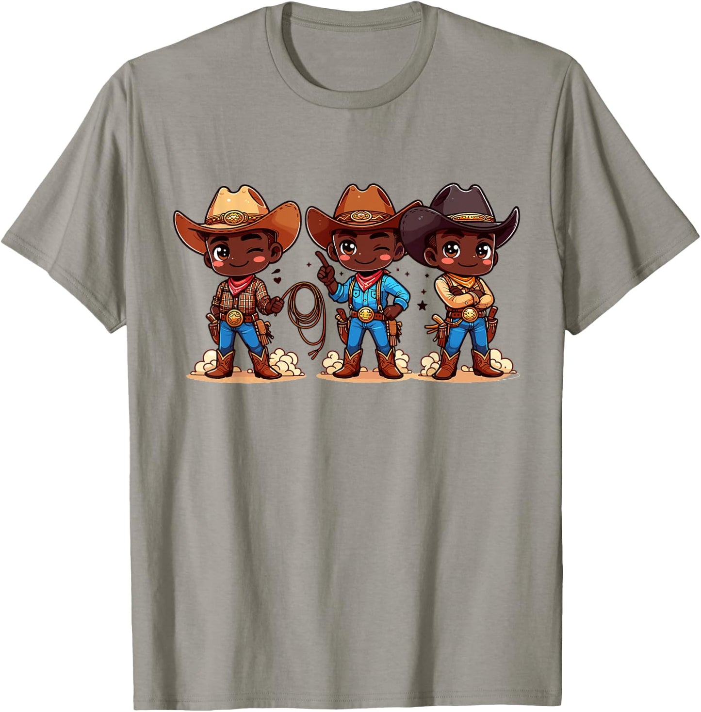 Black Cowboy Western Rodeo Melanin Black History Texas Kids T-Shirt - T-Shirt | Sand