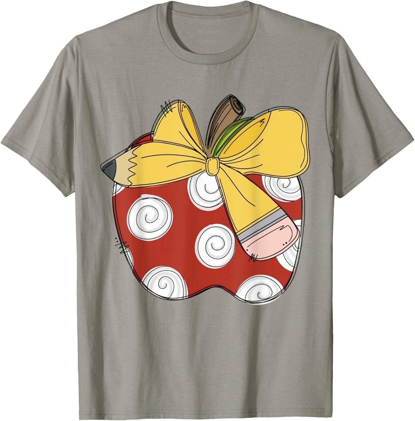 Teacher Coquette Pencil Bow And Apple Teacher T-Shirt - T-Shirt | Sand