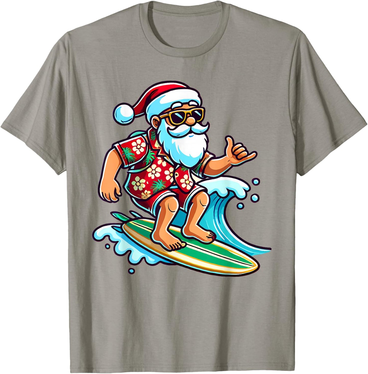 Cool Surfing Santa Christmas in July Summer Beach Party T-Shirt - T-Shirt | Sand
