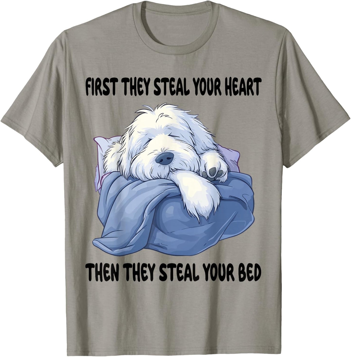 Old English Sheepdog Sleeping Pajamas Nightgown T-Shirt - T-Shirt | Sand