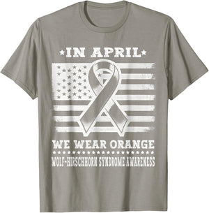 In April We Wear Orange for Wolf–Hirschhorn Awareness Month T-Shirt - T-Shirt | Sand