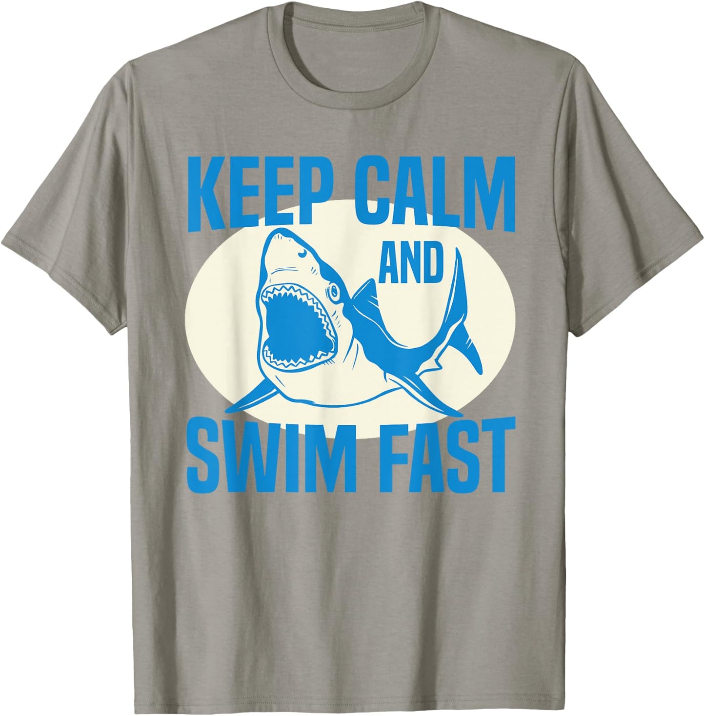 Keep Calm and Swim Fast funny swimming swimmer shark T-Shirt - T-Shirt | Sand