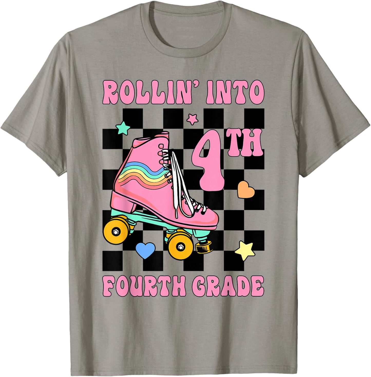 Rolling Into Fourth Grade Roller Skating Girl Back To School T-Shirt - T-Shirt | Sand