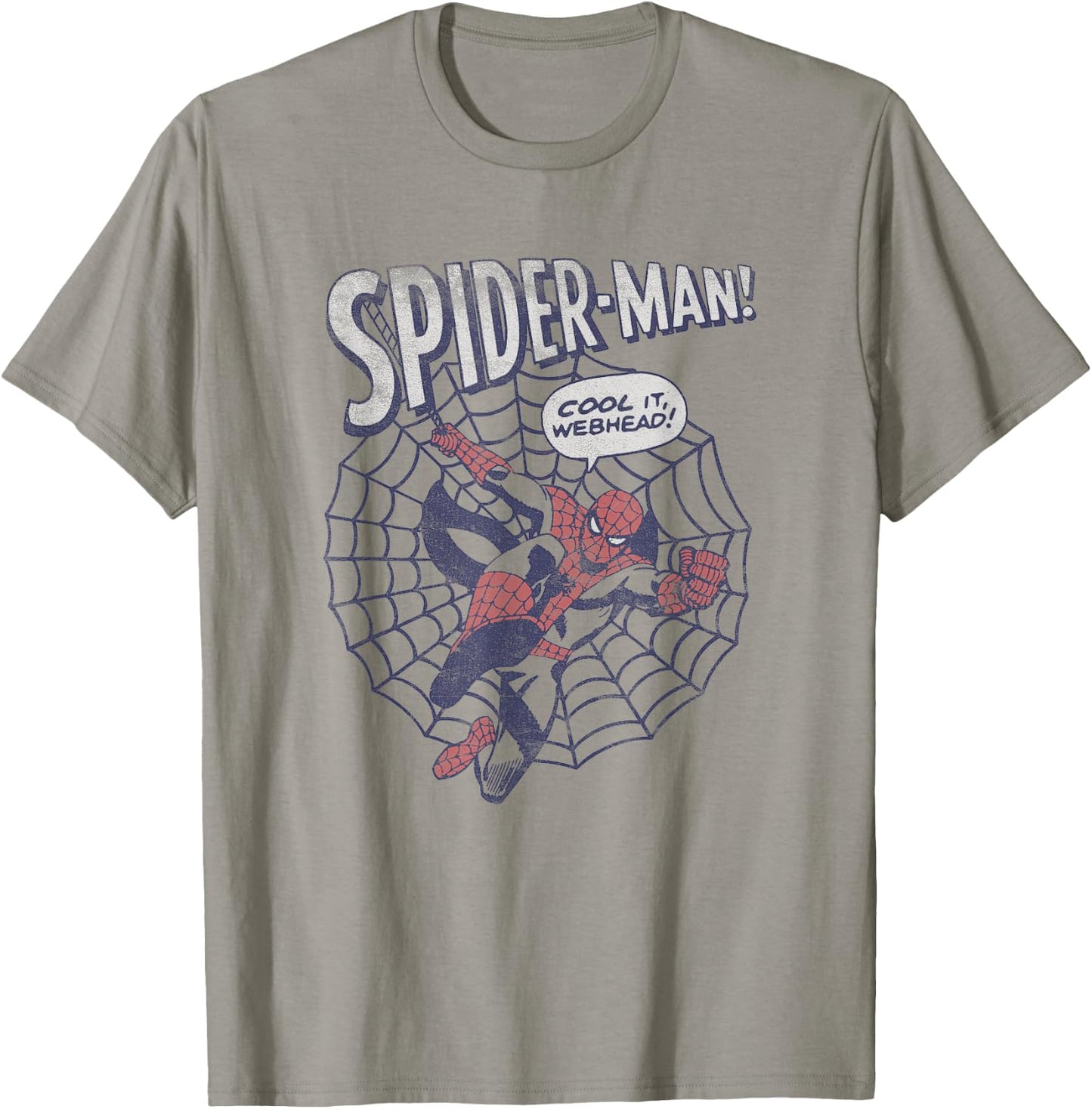 Marvel Spider-Man! Cool It Webhead! Distressed Chest Poster T-Shirt - T-Shirt | Sand