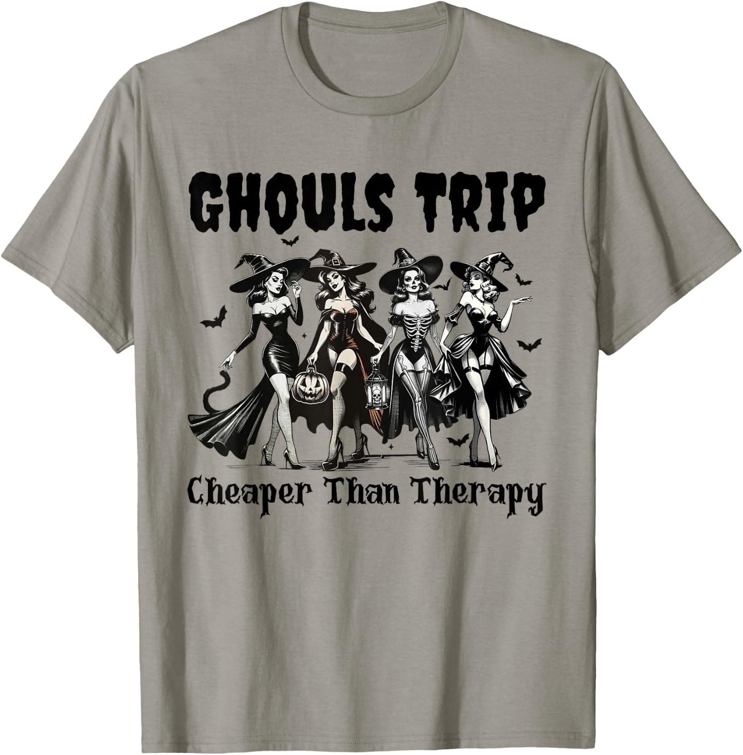 Vintage Ghouls Trip Cheaper Than Witch Therapy Halloween T-Shirt - T-Shirt | Sand