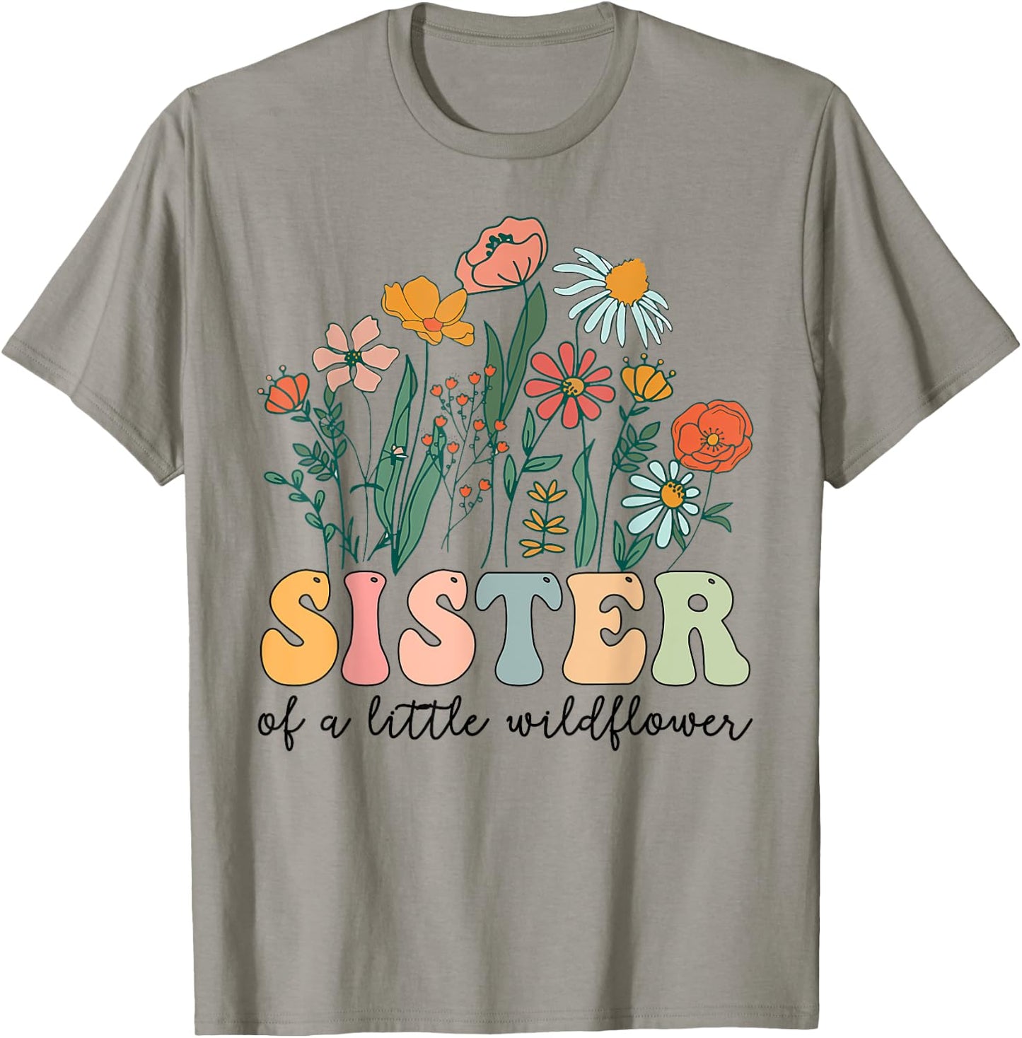 Sister Of The Little Wildflower Birthday Party Baby Shower T-Shirt - T-Shirt | Sand