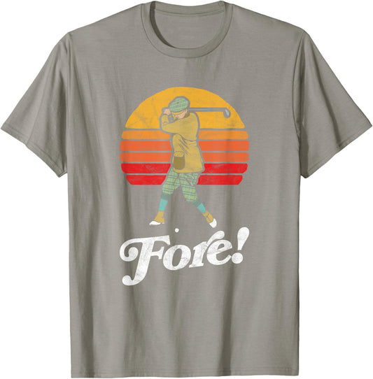 Fore! Vintage Golf Swing Retro Style Golfer T-Shirt - T-Shirt | Sand