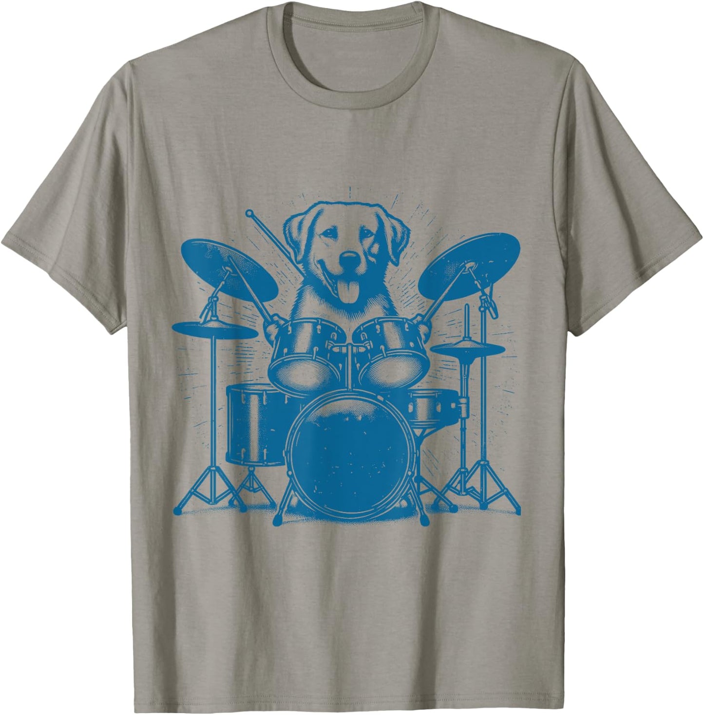 Drummer Dog Playing Drums Vintage Art Dog On Drums Women T-Shirt - T-Shirt | Sand