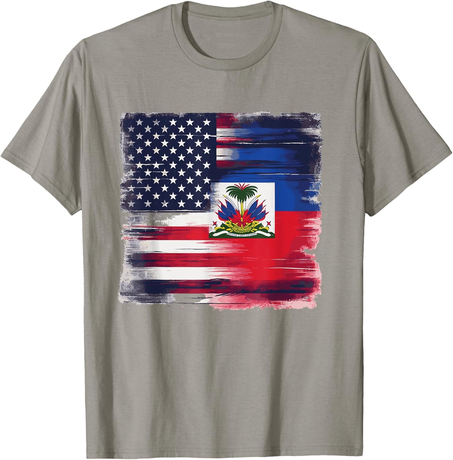 Vintage Half American Half Haitian Flag Family Heritage T-Shirt - T-Shirt | Sand