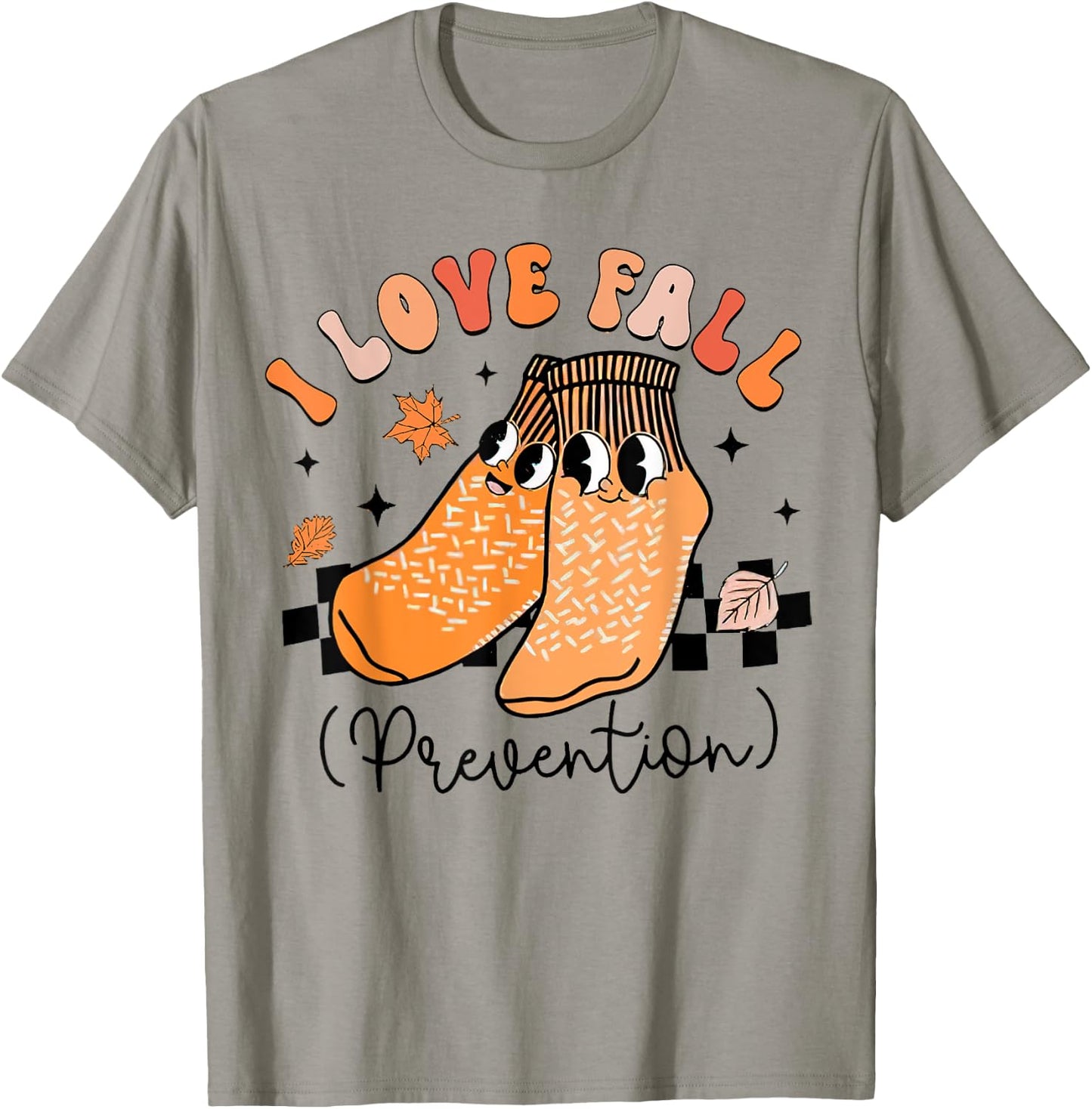 Groovy Retro I Love Fall Prevention, Fall Physical Therapy T-Shirt - T-Shirt | Sand
