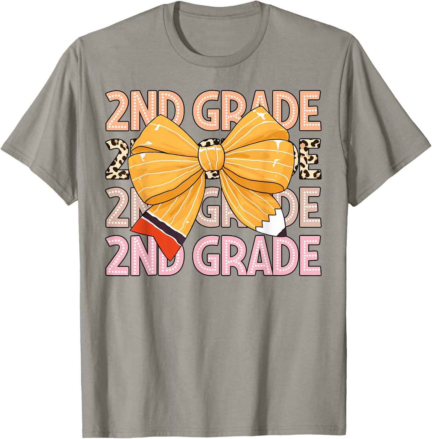 2nd Grade Teacher Pencil Coquette Bow Back To School Women Girls Kids T-Shirt - T-Shirt | Sand
