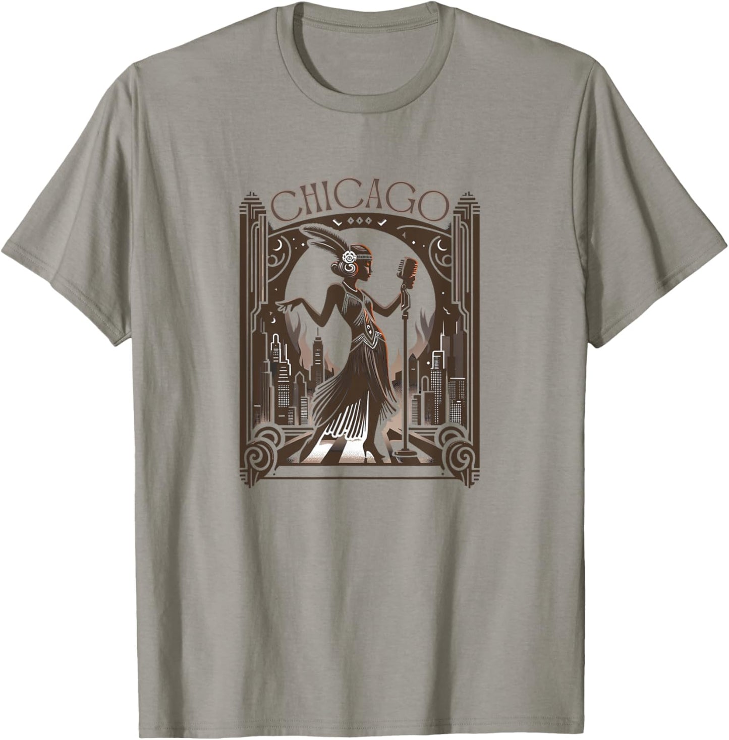 Chicago Jazz Art Deco 1920s Musical Theatre Musicals Flapper T-Shirt - T-Shirt | Sand
