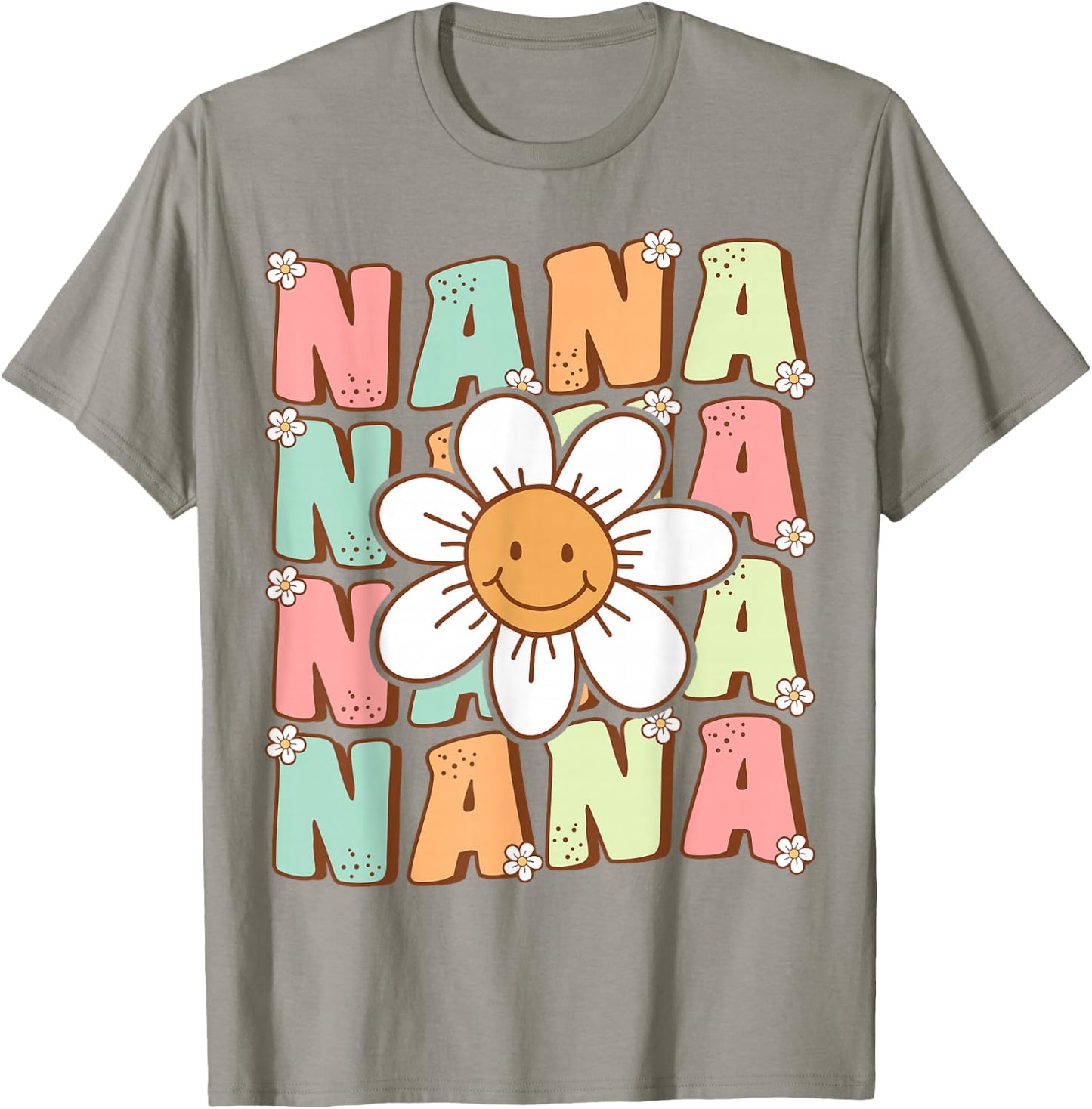 Cute Groovy Nana 70s Family Birthday Party Daisy Flower T-Shirt - T-Shirt | Sand