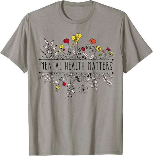 Groovy Mental Health Matters Human Brain Illness Awareness T-Shirt - T-Shirt | Sand