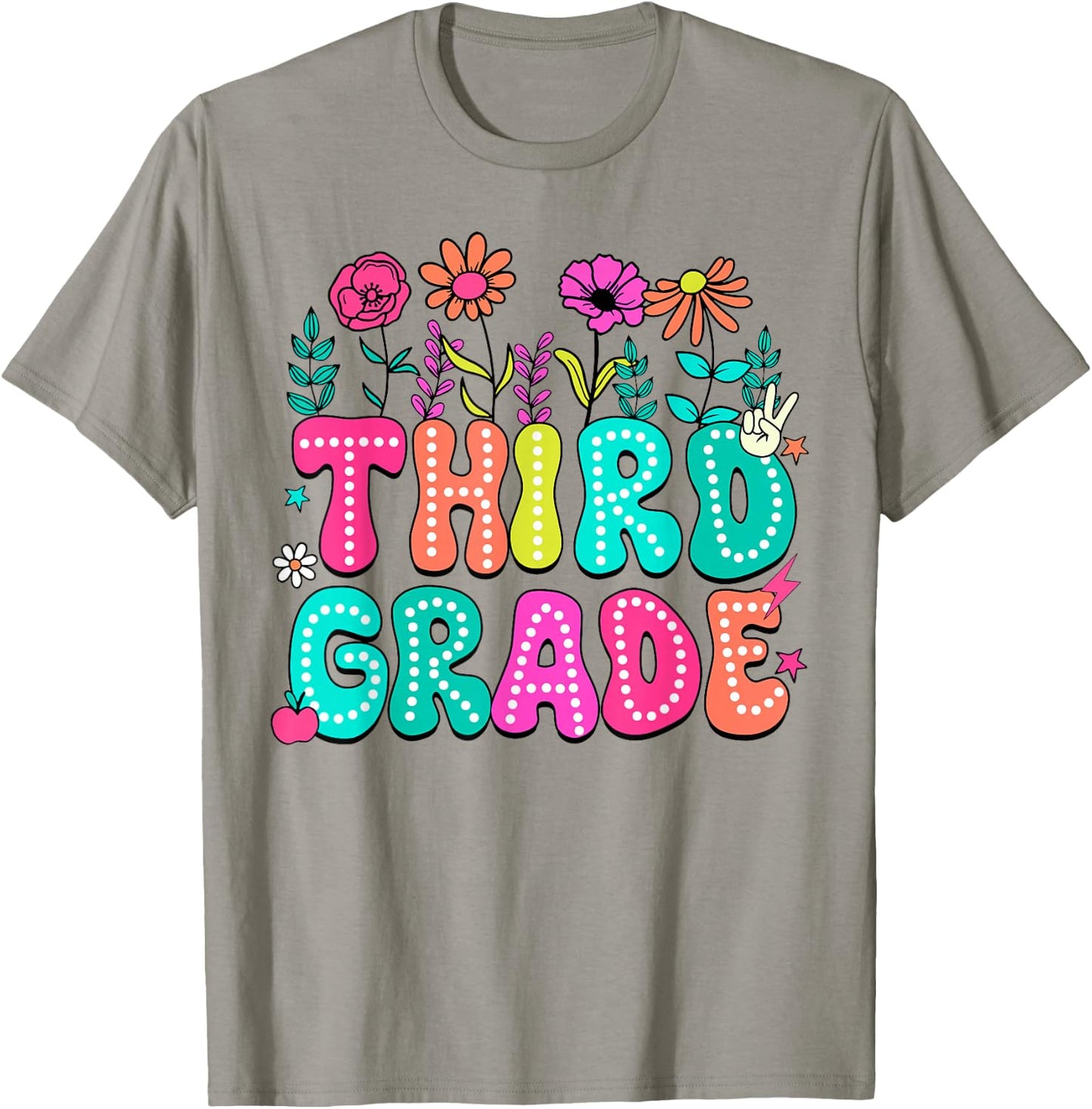 3rd Grade Teacher Student Wildflower Back To School Floral Women Girls Kids T-Shirt - T-Shirt | Sand