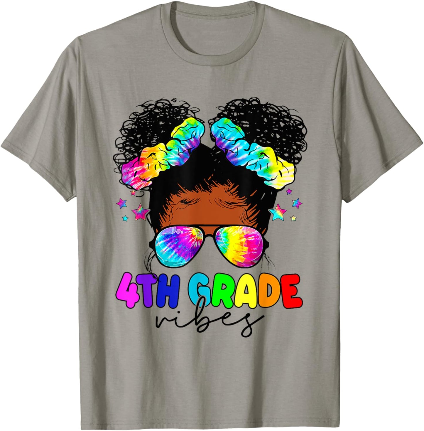 4th Grade Vibes Black Messy Bun Girls Kids Back To School T-Shirt - T-Shirt | Sand