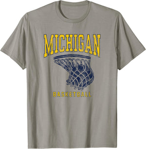 University of Michigan Wolverines U of M Basketball Hoop T-Shirt - T-Shirt | Sand