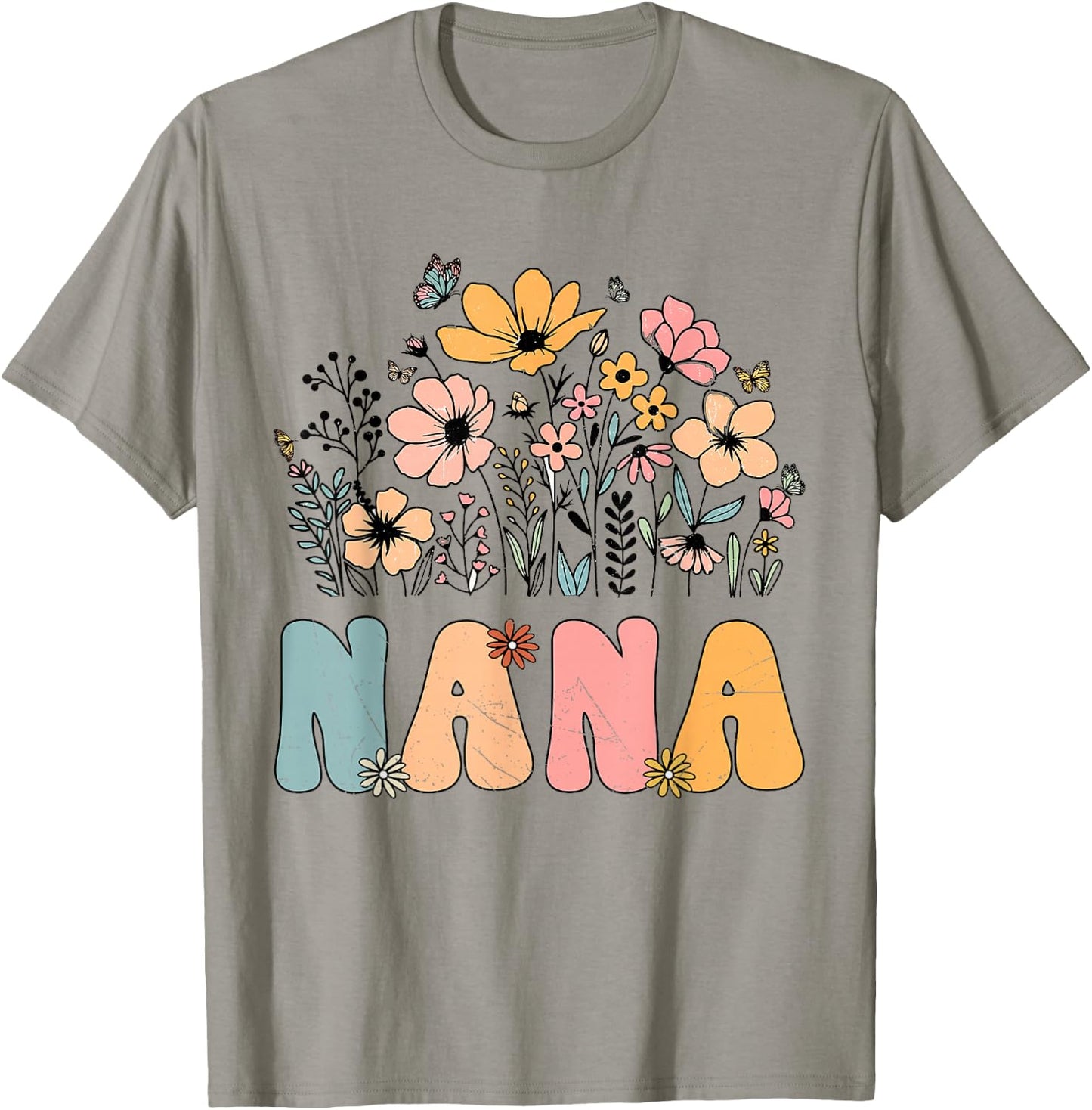 Wildflower Nana Life Grandma Grandmother Announcement T-Shirt - T-Shirt | Sand