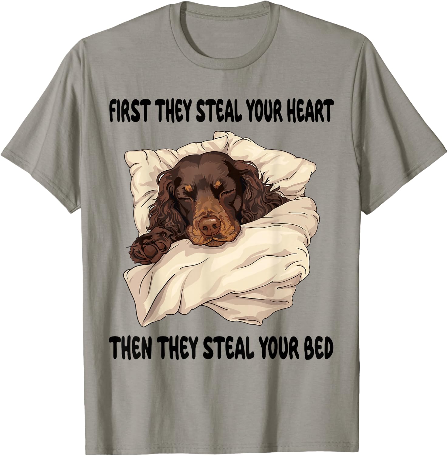 Boykin Spaniel Sleeping Pajamas Nightgown T-Shirt - T-Shirt | Sand