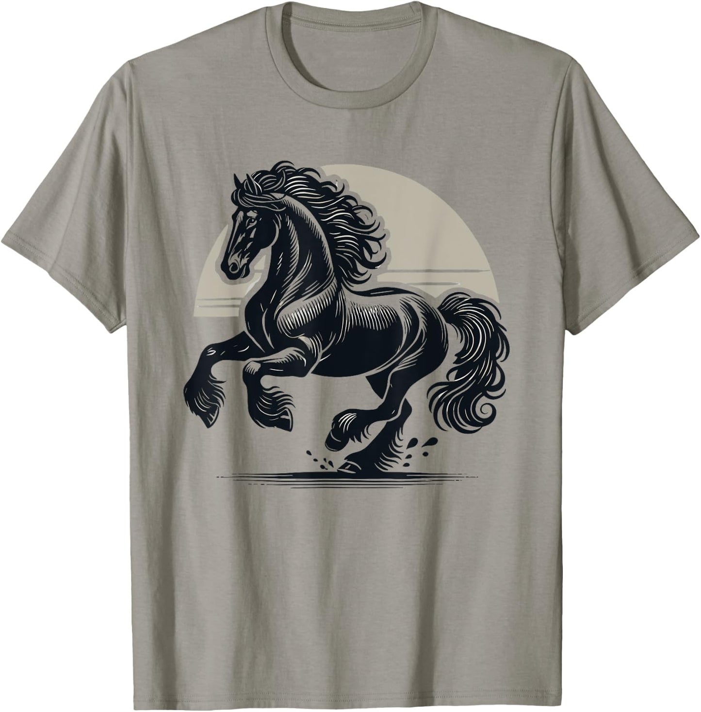 Friesian Horse Lover Majestic Friesian Horse Riding T-Shirt - T-Shirt | Sand