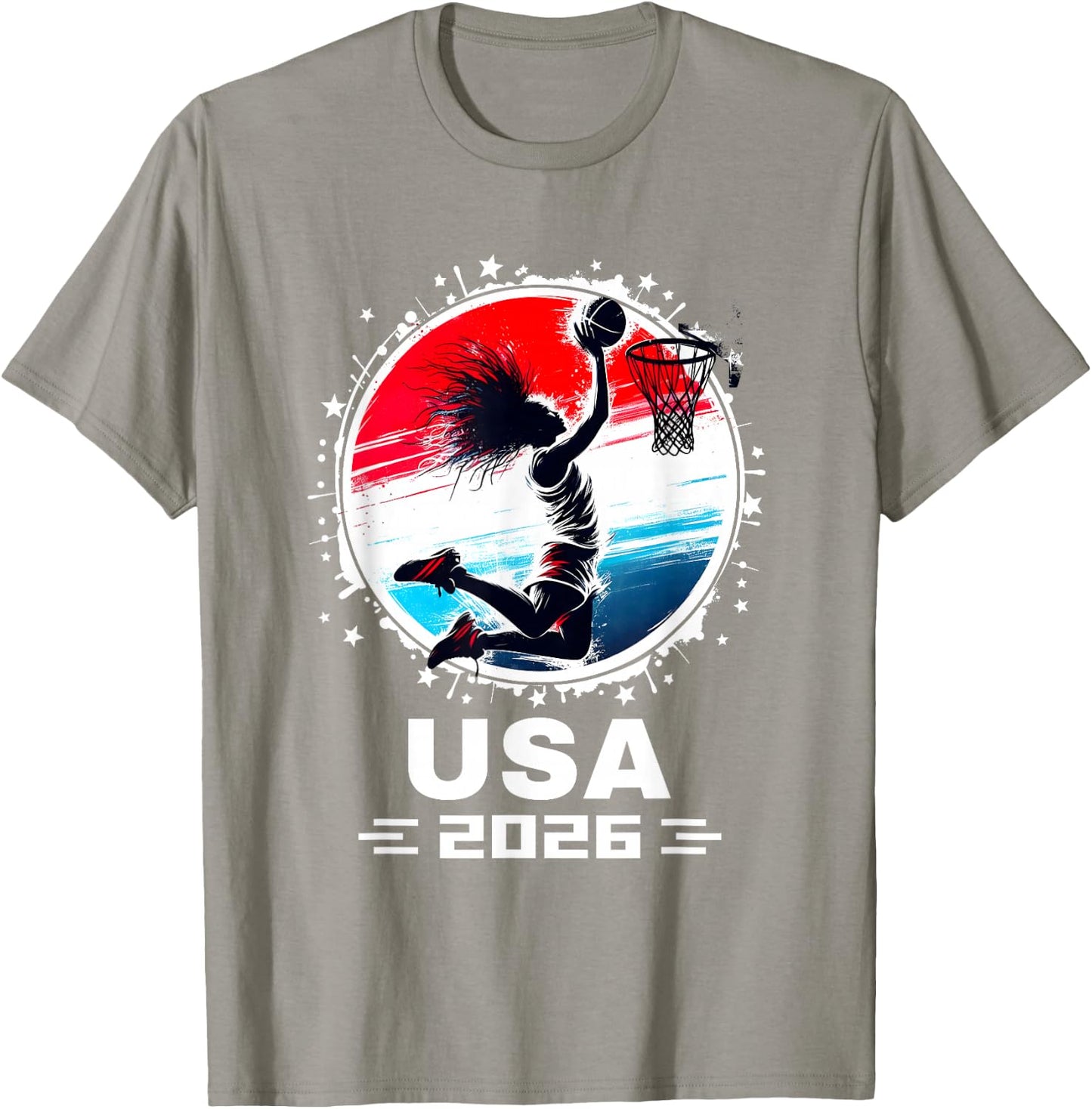 Basketball 2026 Women Basketball USA Flag 2026 T-Shirt - T-Shirt | Sand