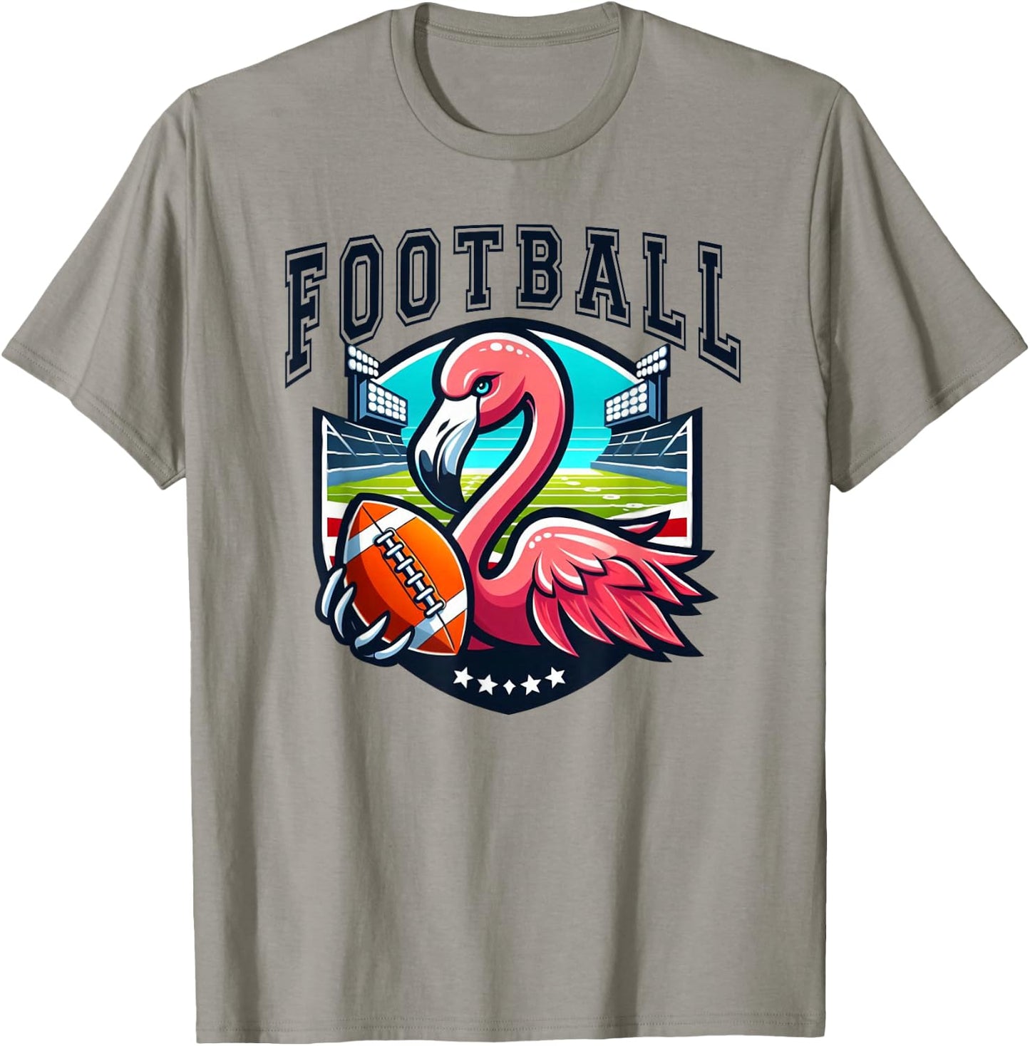 Football Pink Flamingo Playing T-Shirt - T-Shirt | Sand