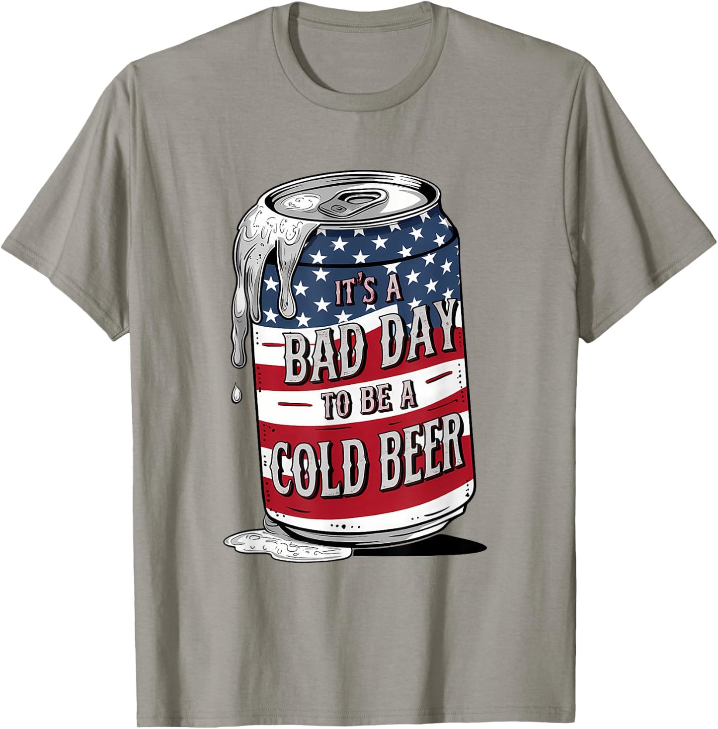 It's a Bad Day to Be a Cold Beer Vintage US Flag 4th of July T-Shirt - T-Shirt | Sand