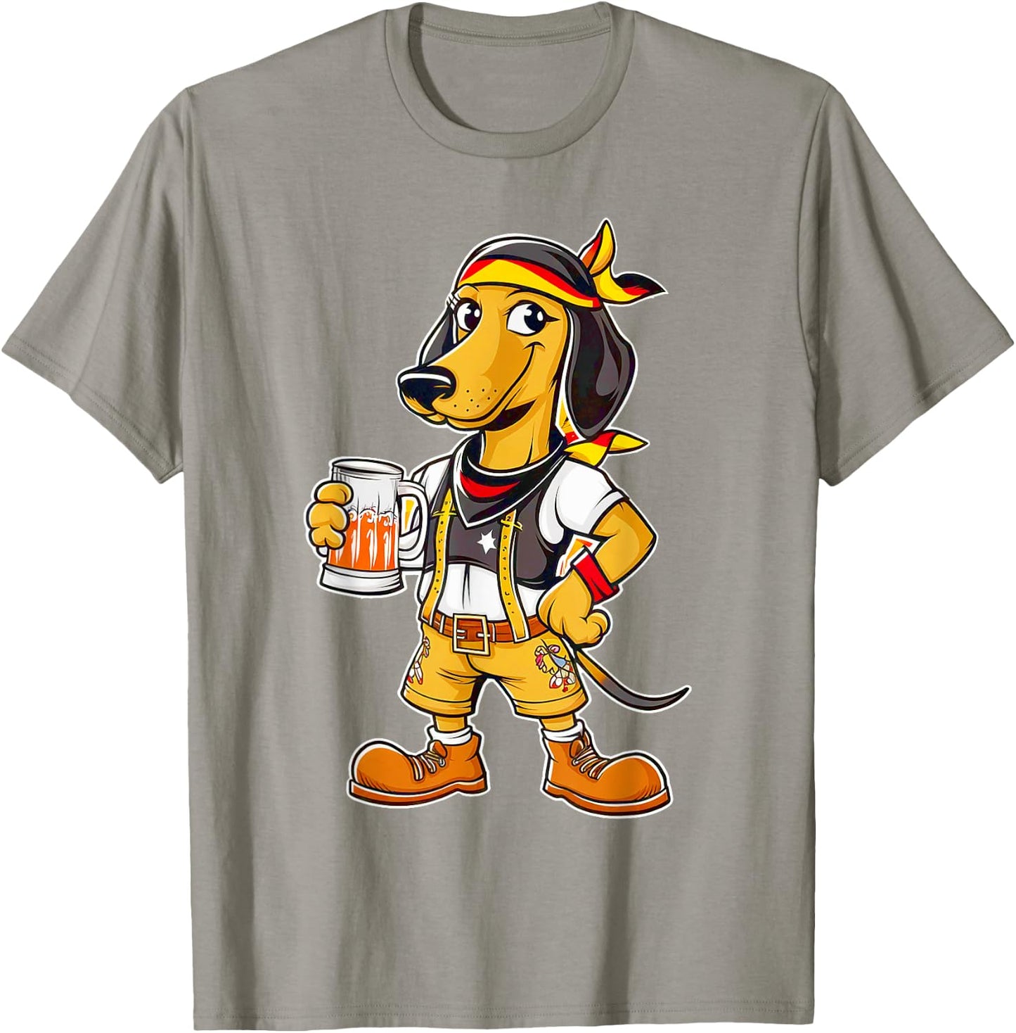 Dachshund German Clothing Oktoberfest Lederhosen Men's Cheers T-Shirt - T-Shirt | Sand