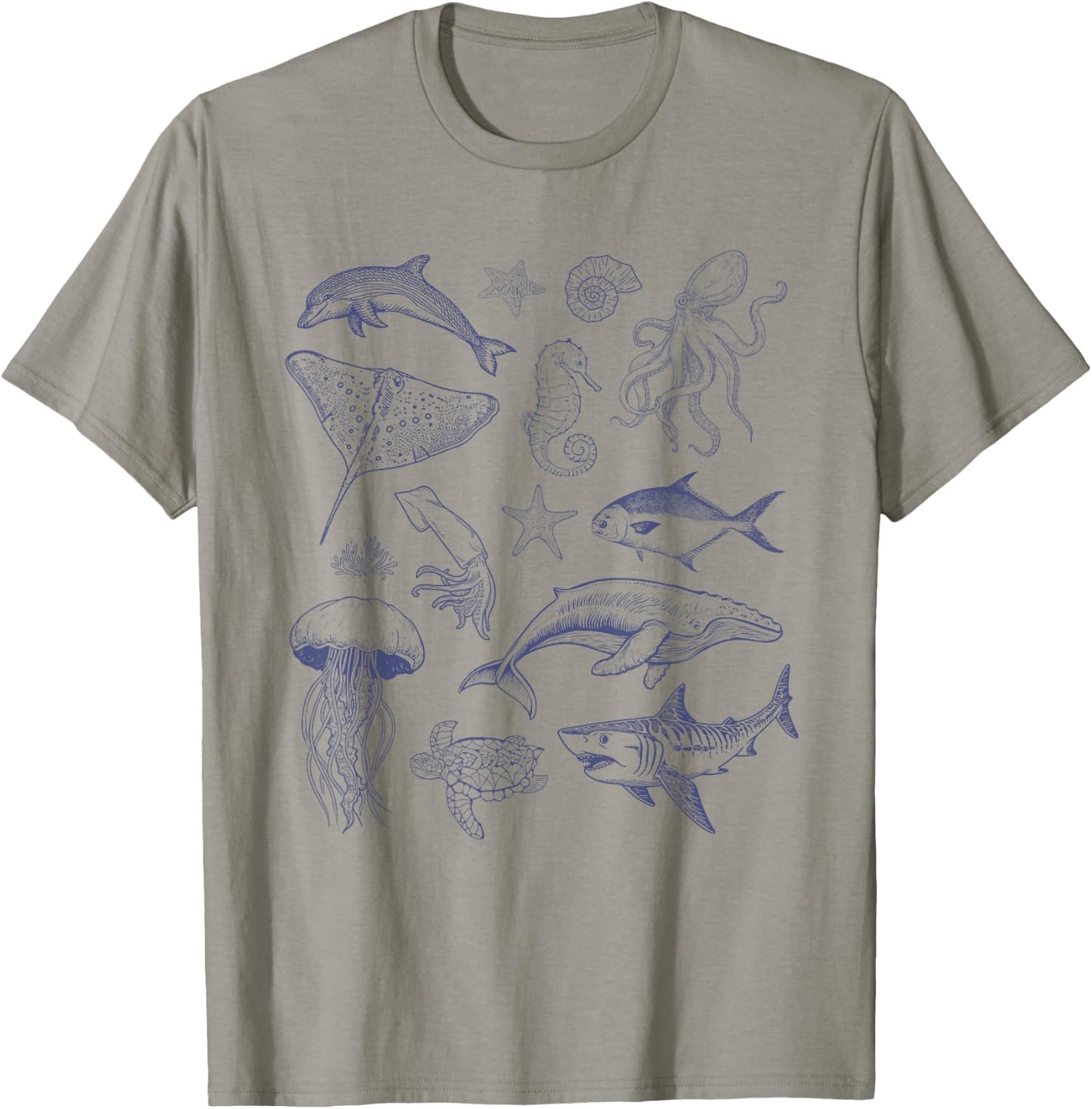 Vintage 90s Tattoo Sea Animal, Retro Ocean Nature Sea Life T-Shirt - T-Shirt | Sand