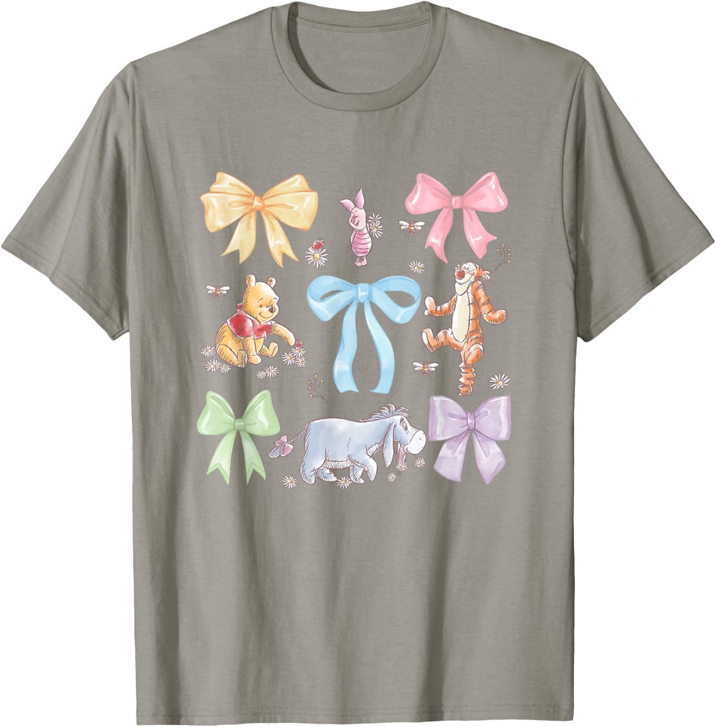 Disney Winnie The Pooh Cute Group Shot Sketch Chest Logo T-Shirt - T-Shirt | Sand