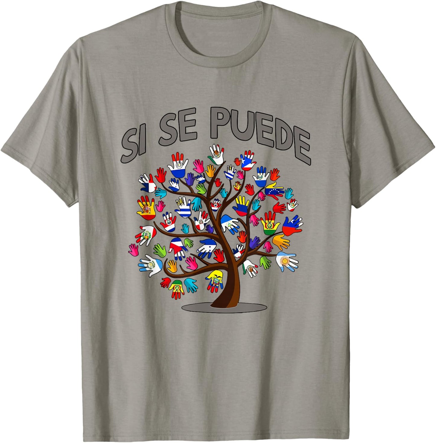 Hispanic Heritage Month Si Se Puede Tree Roots Latina Flag T-Shirt - T-Shirt | Sand