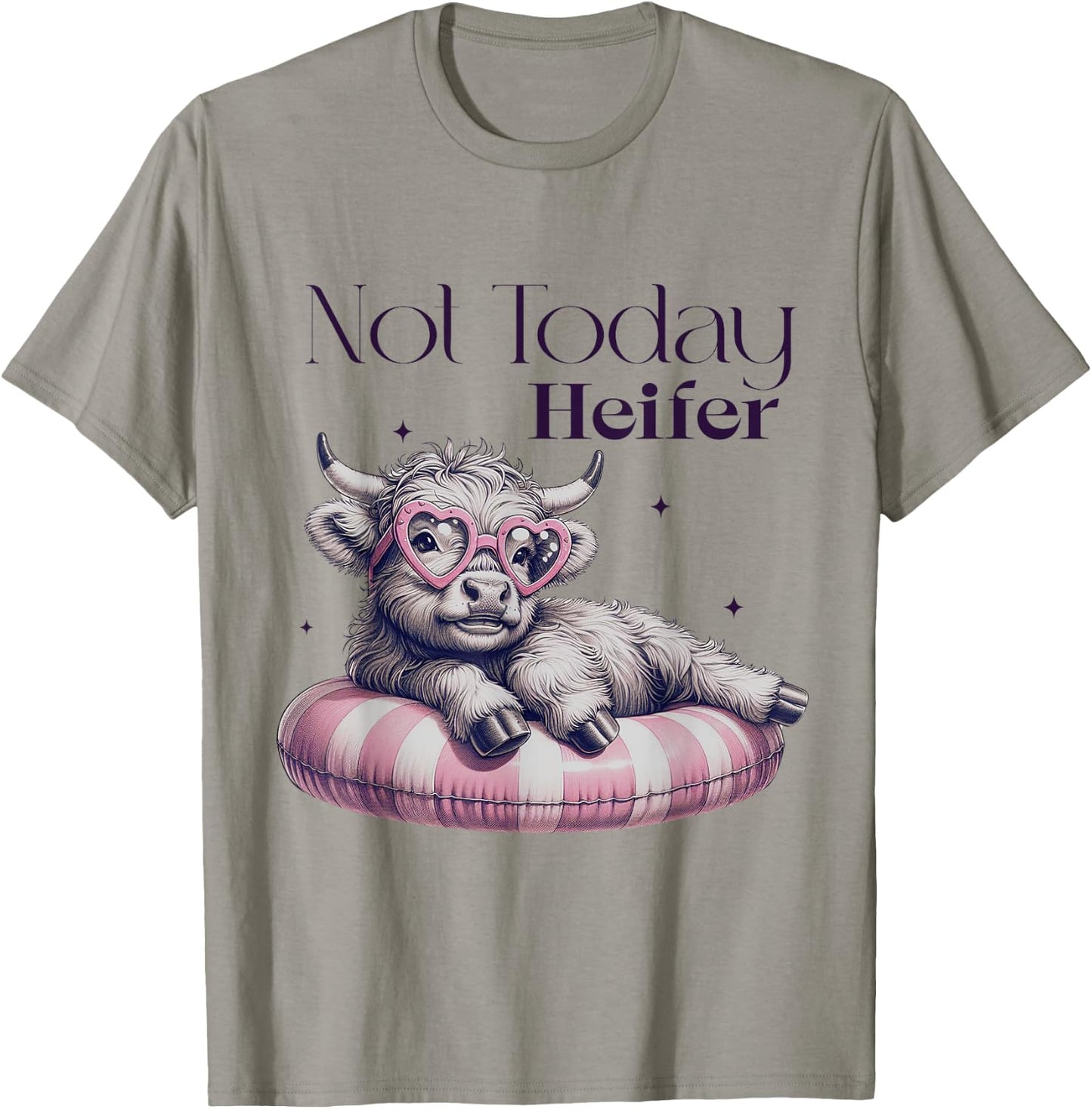 Not Today Heifer Highland Cow Pool Floaty Summer Beach Women T-Shirt - T-Shirt | Sand