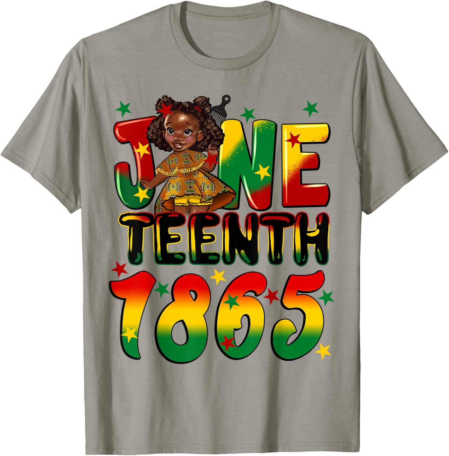 African American Melanin Black Girls Kids Juneteenth 1865 T-Shirt - T-Shirt | Sand