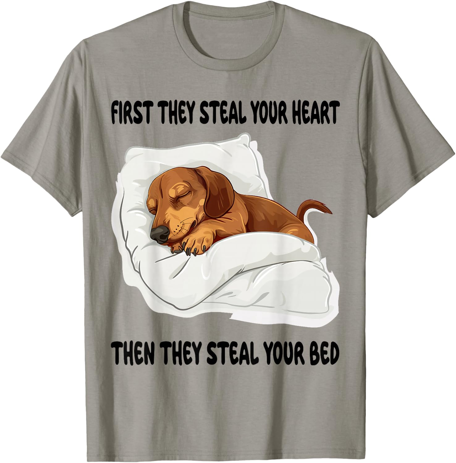Dachshund Wiener Doxie Sleeping Pajamas Nightgown T-Shirt - T-Shirt | Sand