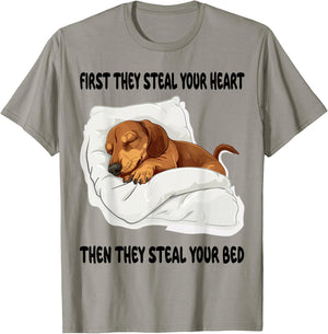 Dachshund Wiener Doxie Sleeping Pajamas Nightgown T-Shirt - T-Shirt | Sand
