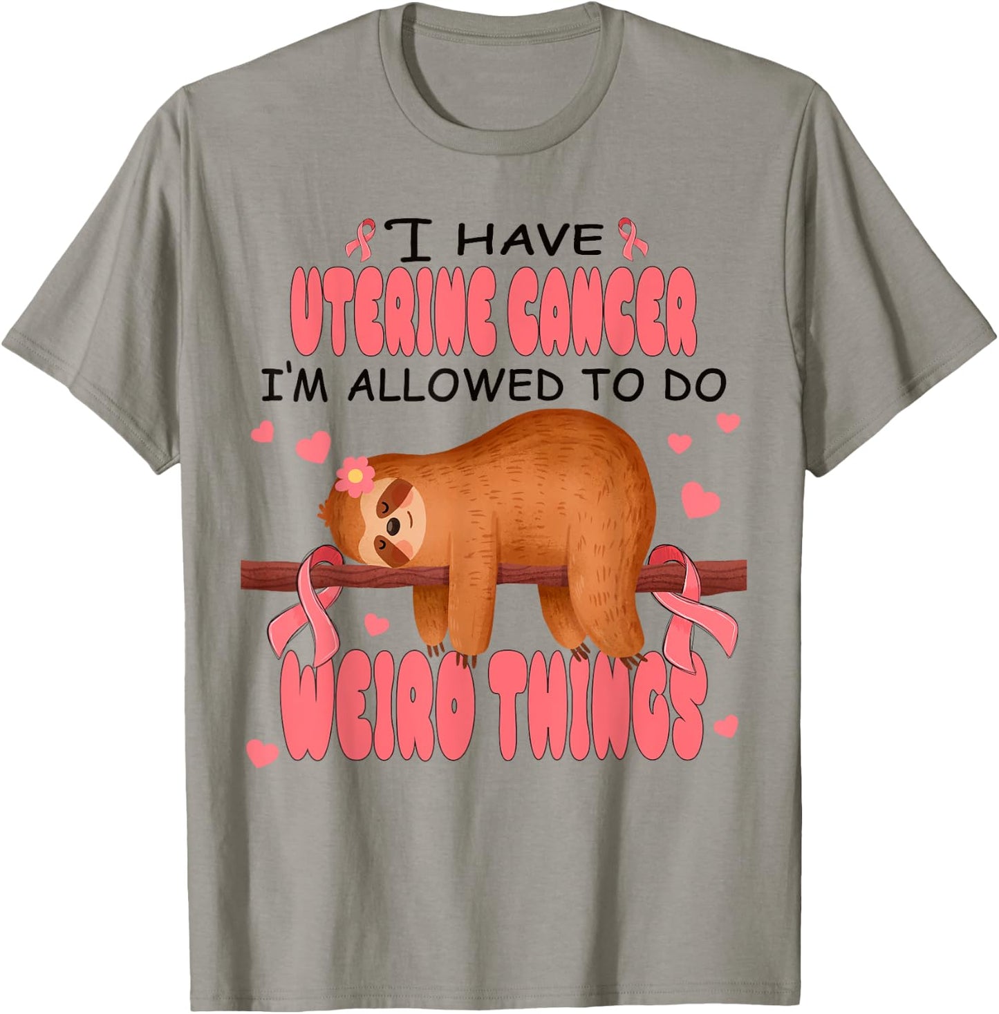Uterine Cancer Awareness Sloth I Have Uterine Cancer T-Shirt - T-Shirt | Sand