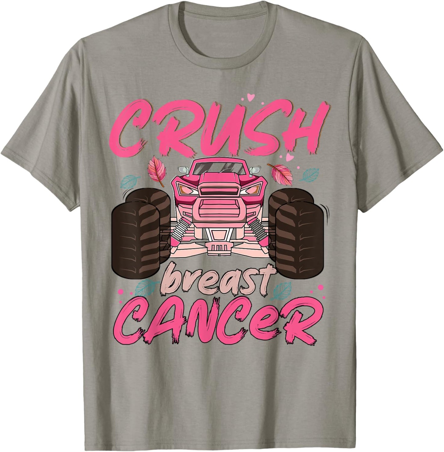 Crush Cancer Monster Truck Breast Cancer Awareness Toddler T-Shirt - T-Shirt | Sand