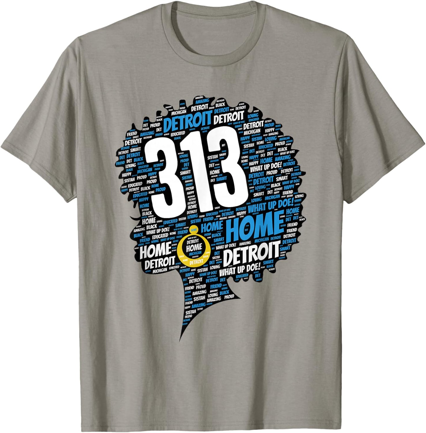 313 Detroit Afro Black Woman What Up Doe! T-Shirt - T-Shirt | Sand