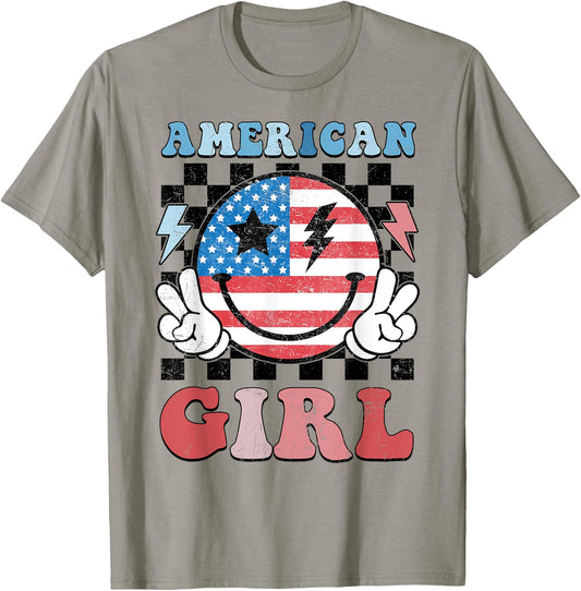 American Girl Toddler Teens Kids 4th of July Patriotic T-Shirt - T-Shirt | Sand