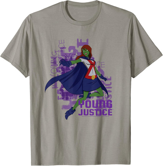 Young Justice Miss Martian With Logo T-Shirt - T-Shirt | Sand