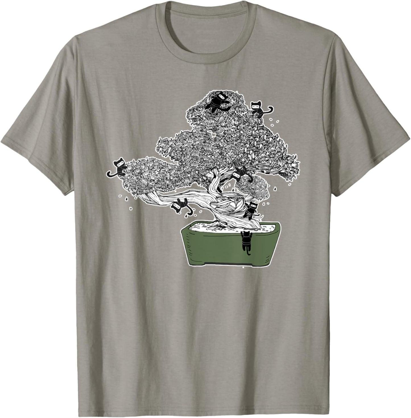 Ninja Kitty Cats Bonsai Tree Japanese Buddhist Zen Shirt T-Shirt - T-Shirt | Sand