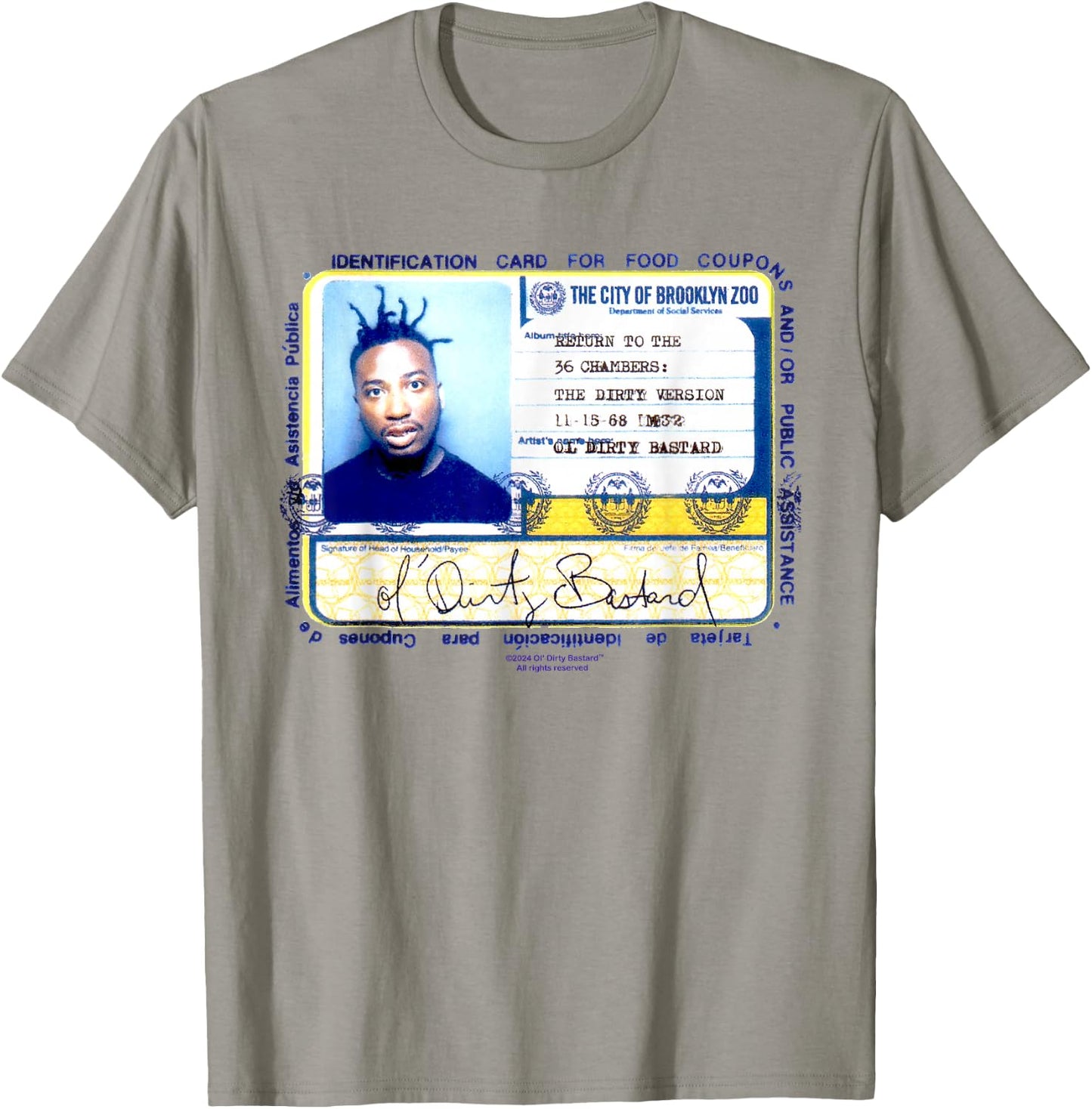 ODB Ol Dirty Ba-ard ID Return 36 Chambers Art Brooklyn Zoo T-Shirt - T-Shirt | Sand