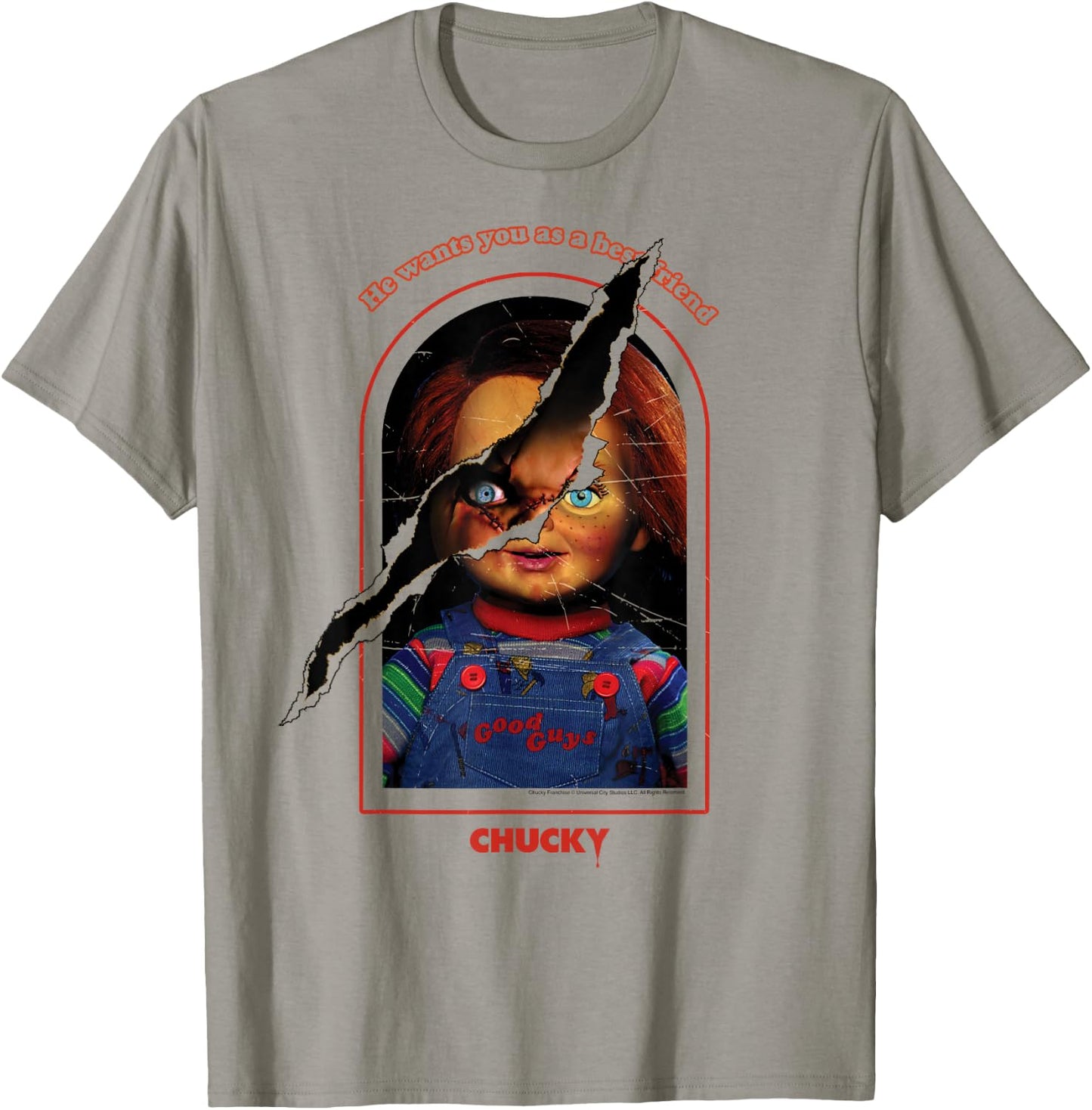 Chucky Split Face T-Shirt - T-Shirt | Sand