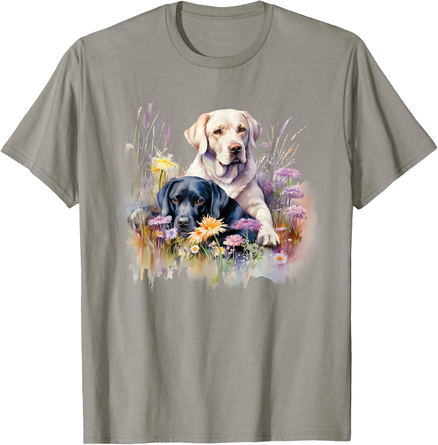 Floral Wildflower Dog Labrador Retriever T-Shirt - T-Shirt | Sand