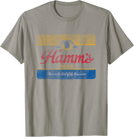 Hamm's Vintage Faded Color Beer Label T-Shirt - T-Shirt | Sand