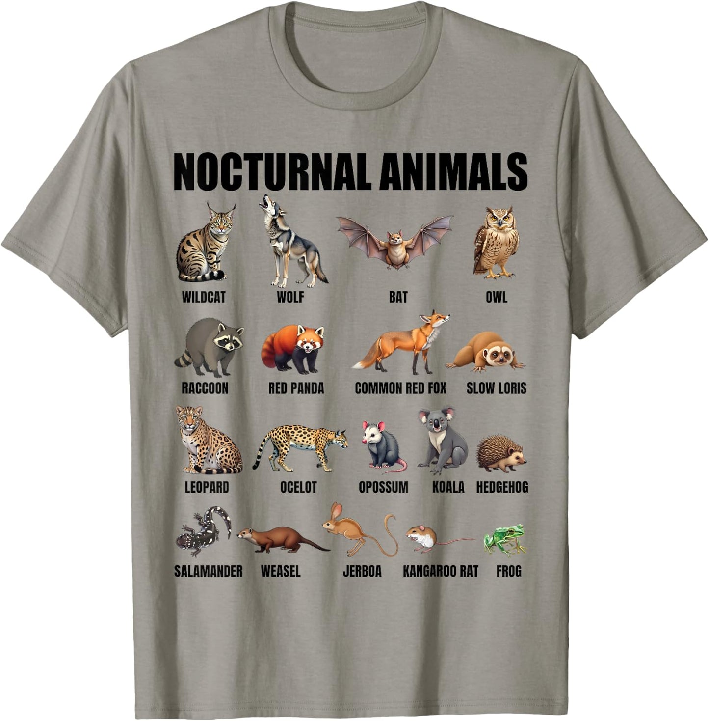 Nocturnal Animals Educational Wildlife Science Nature Lover T-Shirt - T-Shirt | Sand