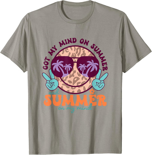 Got My Mind On Summer Teacher Life Funny Summer Teacher T-Shirt - T-Shirt | Sand