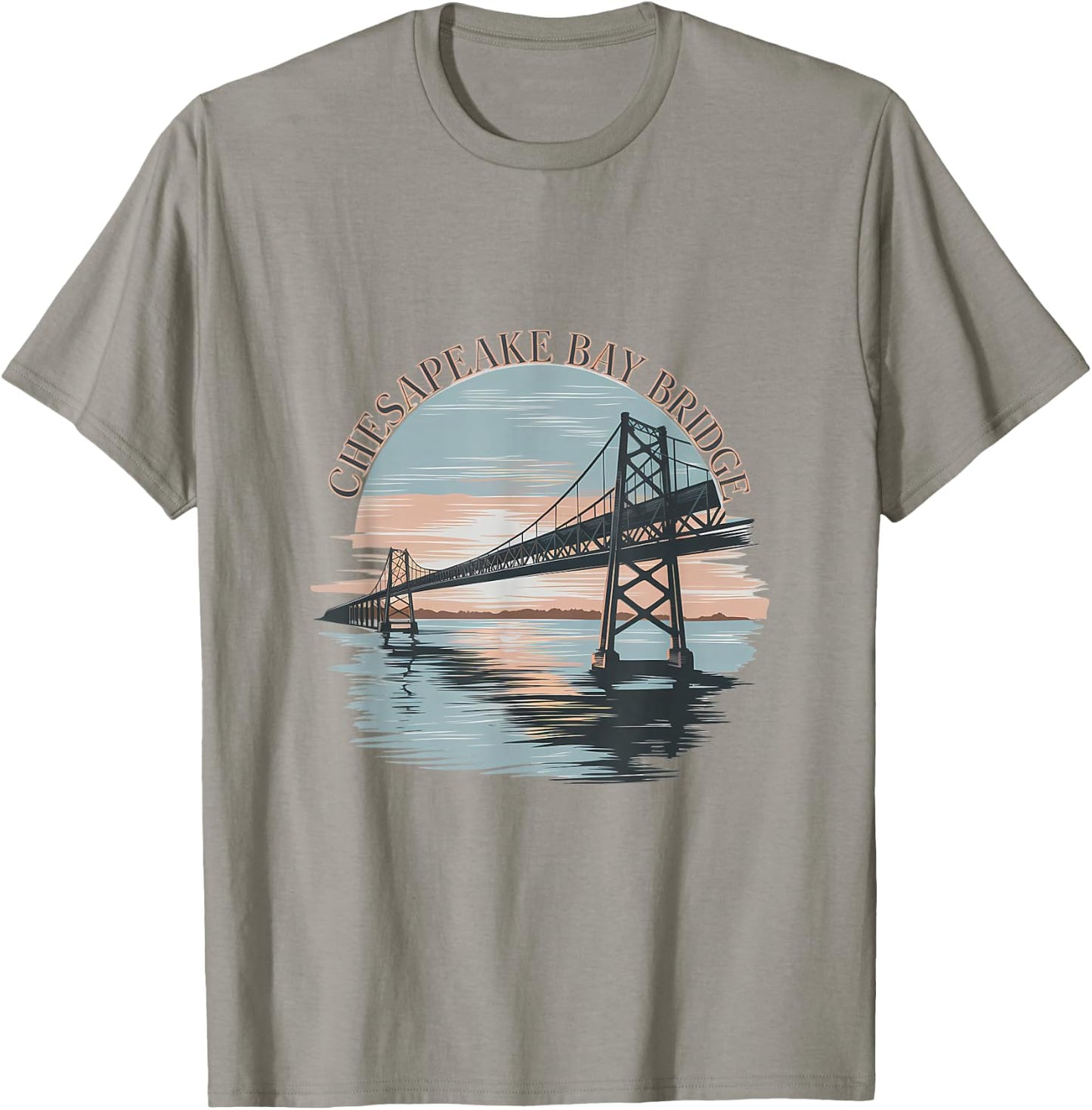 Vintage Chesapeake Bay Bridge Sunrise Memento Maryland Icon T-Shirt - T-Shirt | Sand