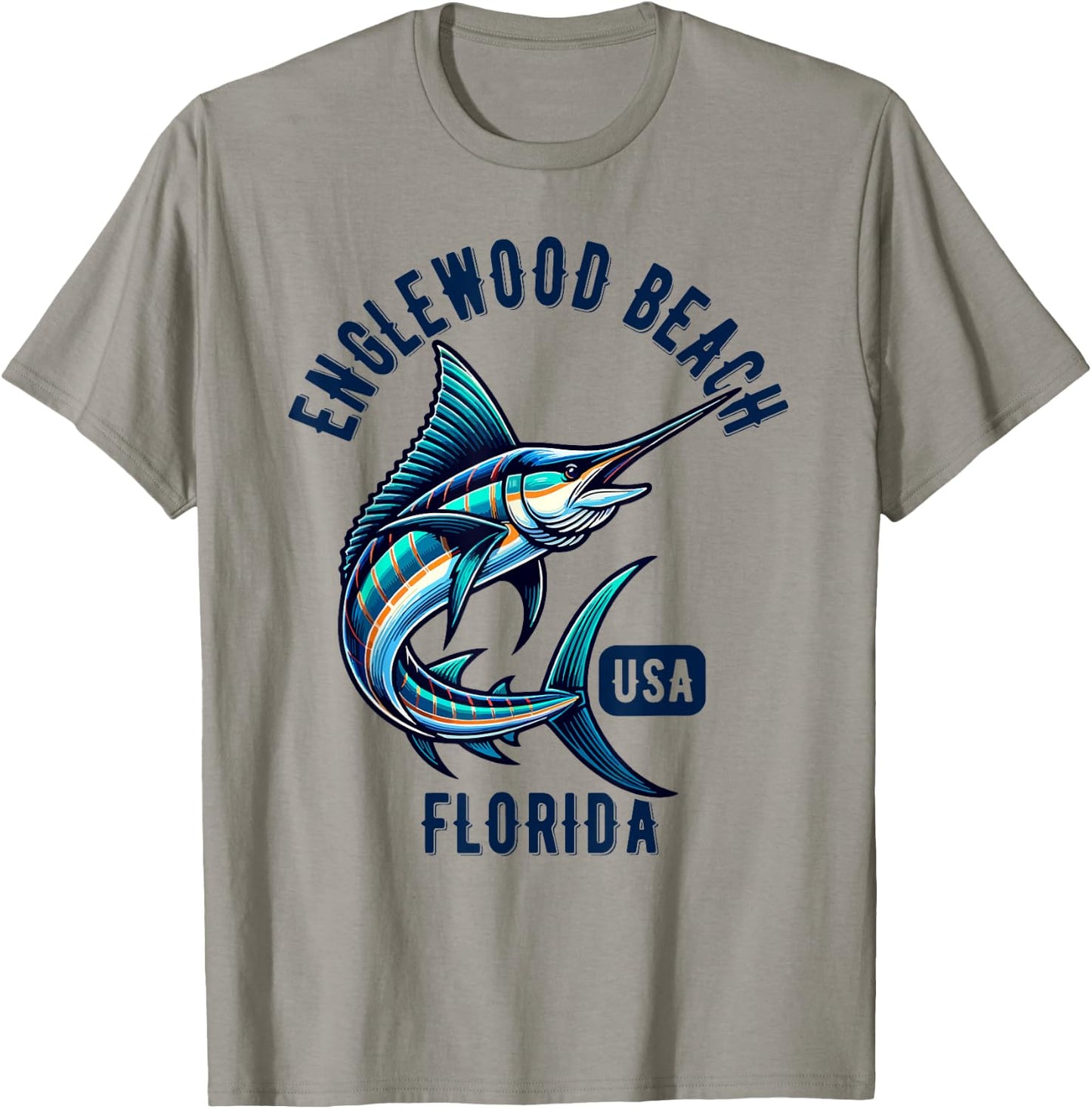 Englewood Beach Florida USA Fishing Design T-Shirt - T-Shirt | Sand